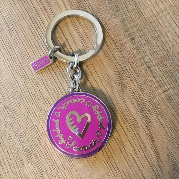Coach Accessories - Coach Poppy Locket Purple w/Silver Keychain, Bag Charm and Purple Hang Tag NWOT